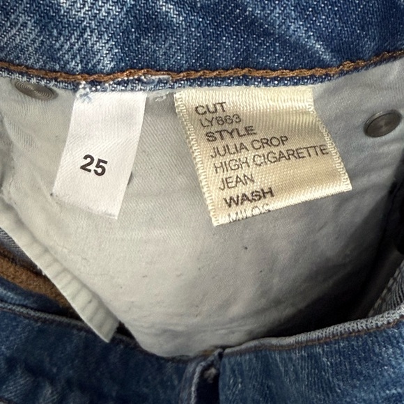 Reformation Julia Crop High Rise Cigarette Straight Leg Denim Jeans Milo Wash 25 - Picture 10 of 16